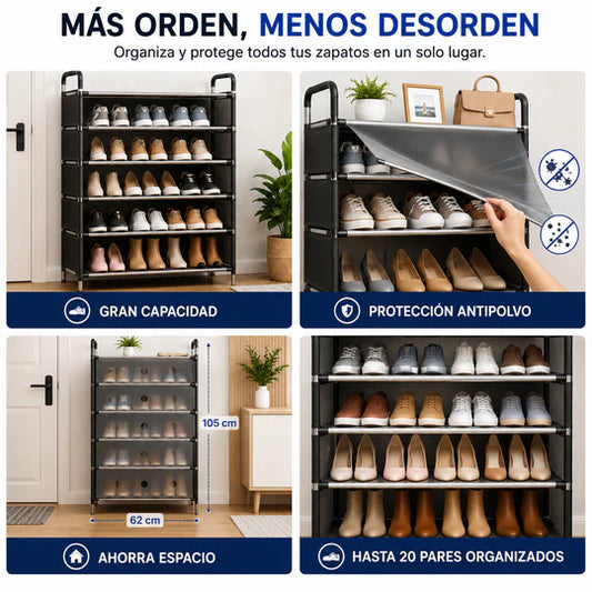 Zapatero 6 niveles con cubierta antipolvo