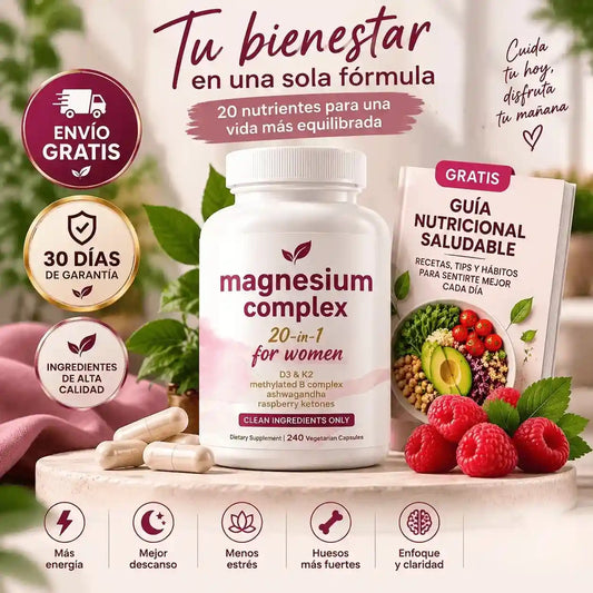 Magnesio For Women 20 en 1: Recupera tu Energía sin ese Cansancio de Plomo + Guía de Nutrición de regalo
